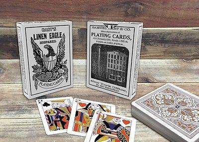 1864 Saladee's Replica Playing Cards Standard Deck Hart's Linen Eagle Deck - Image 4