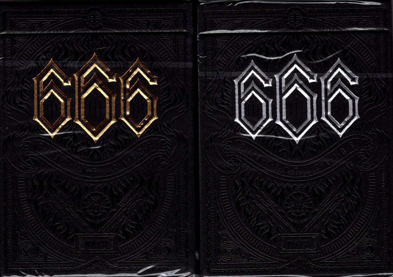666 Greedy Gold & Skeletal Silver Playing Cards 2 Deck Set