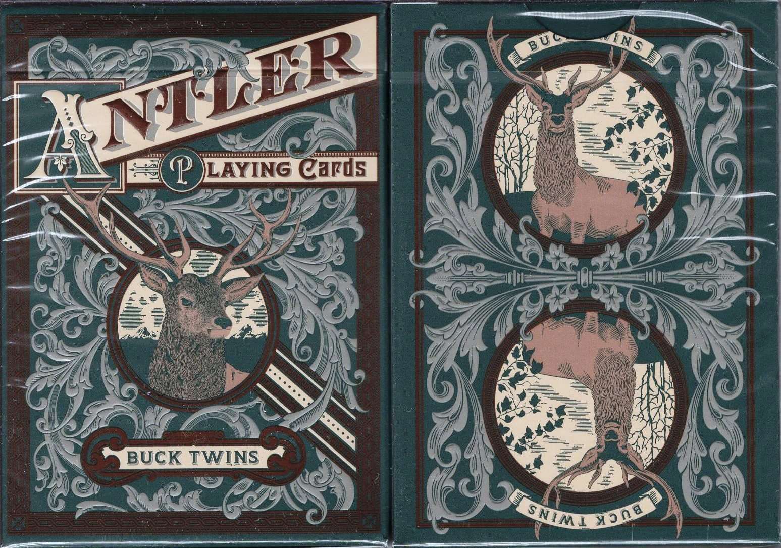 Antler Playing Cards USPCC - Green & Maroon - Image 4