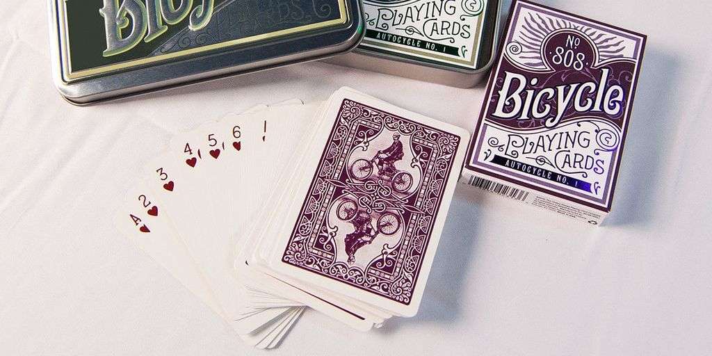 AUTOCYCLE NO.1 Bicycle Playing Cards - Purple & Green in Collectors Tin - Image 5