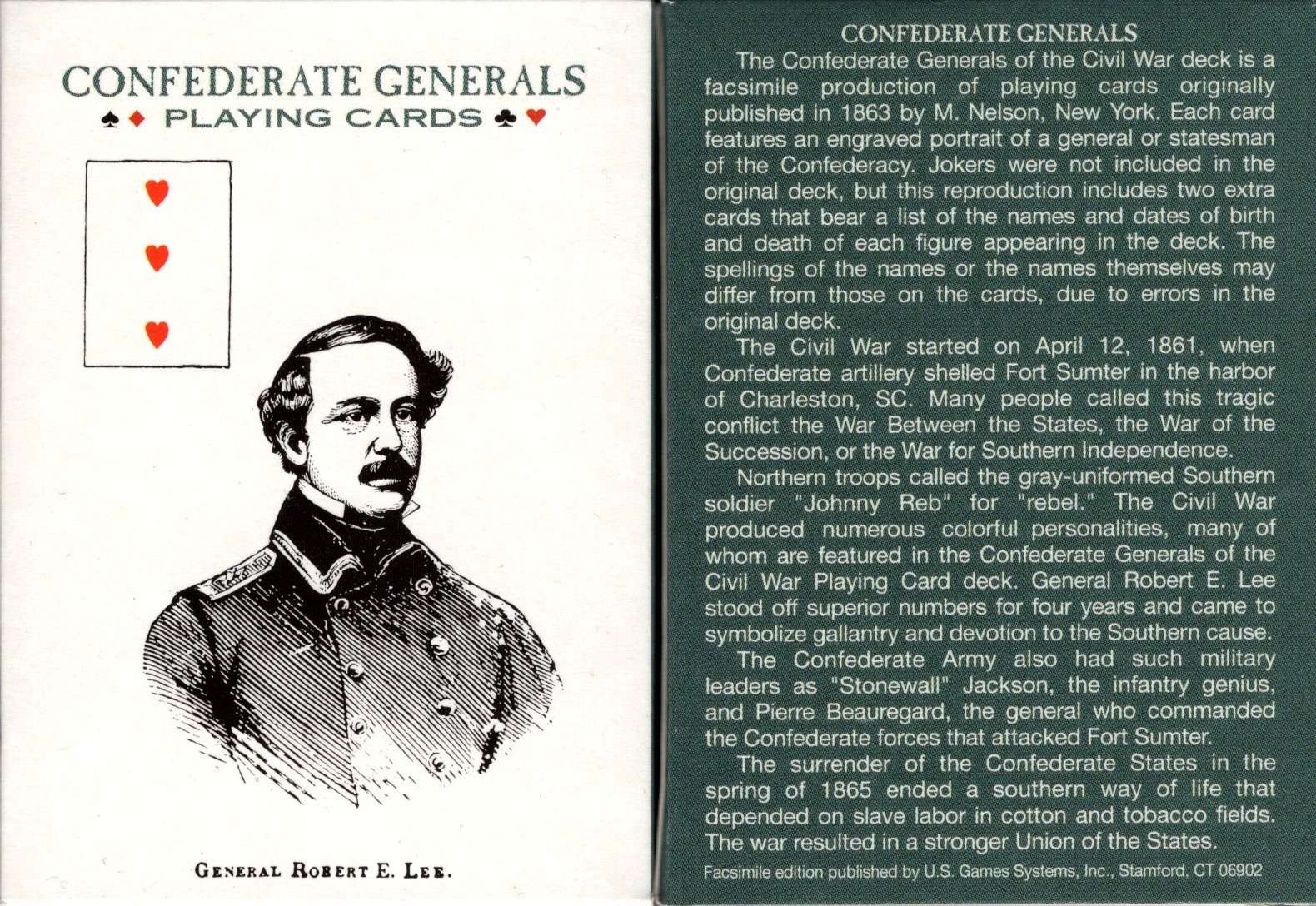 Confederate Generals Playing Cards USGS