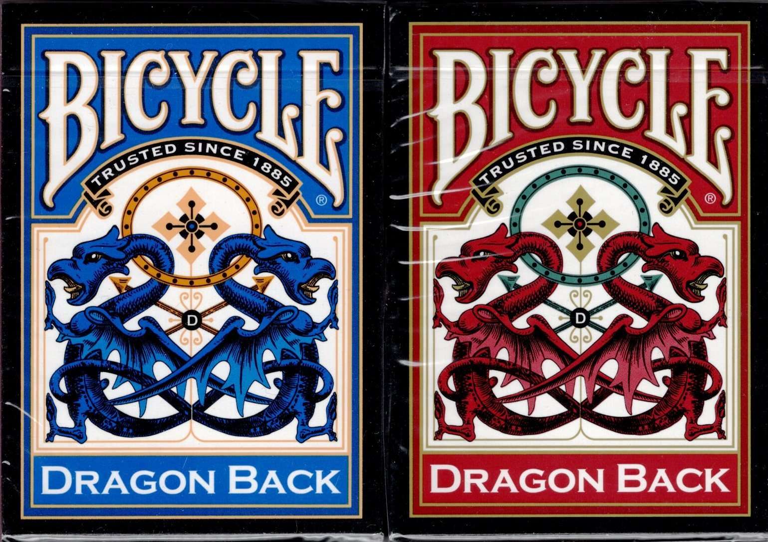 Dragon Back 2 Deck Set Red & Blue Bicycle Playing Cards