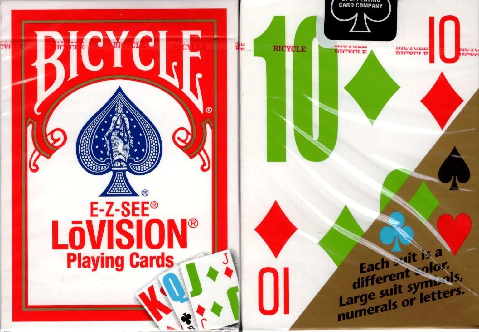 E-Z See Lo Vision Red & Blue 2 Deck Set Bicycle Playing Cards - Image 5