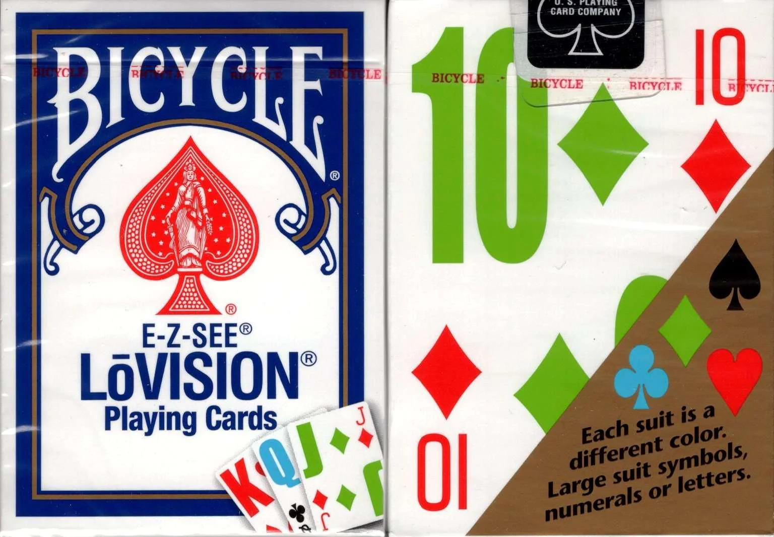 E-Z See Lo Vision Red & Blue 2 Deck Set Bicycle Playing Cards - Image 6