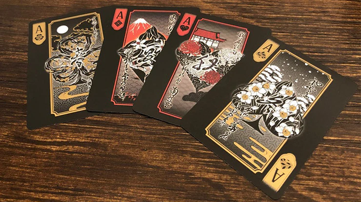 Edo Karuta Shogun Black Deluxe Playing Cards USPCC - Image 4