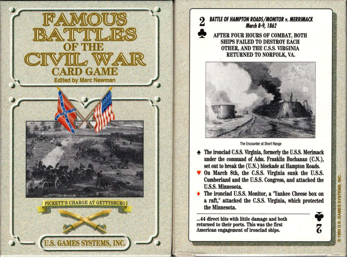 Famous Battles of the Civil War Playing Cards USGS