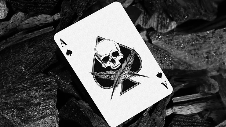 Feather and Bone Chrome Skull Playing Cards - Black - Image 3