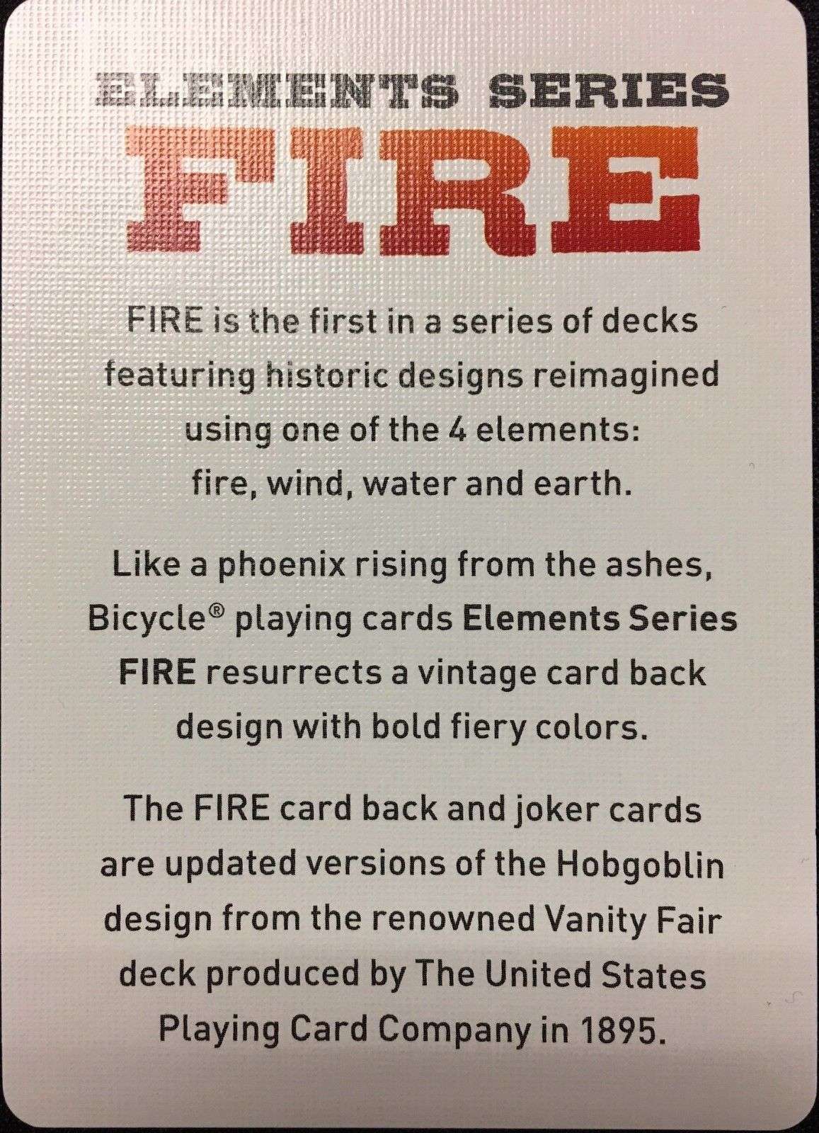 Fire Elements Series Grey Bicycle Playing Cards - Image 2