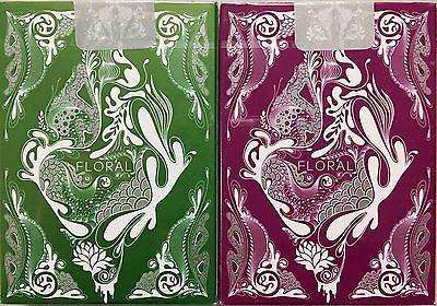 Floral 2 Deck Set Green Purple Playing Cards - Image 2