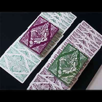 Floral 2 Deck Set Green Purple Playing Cards - Image 3