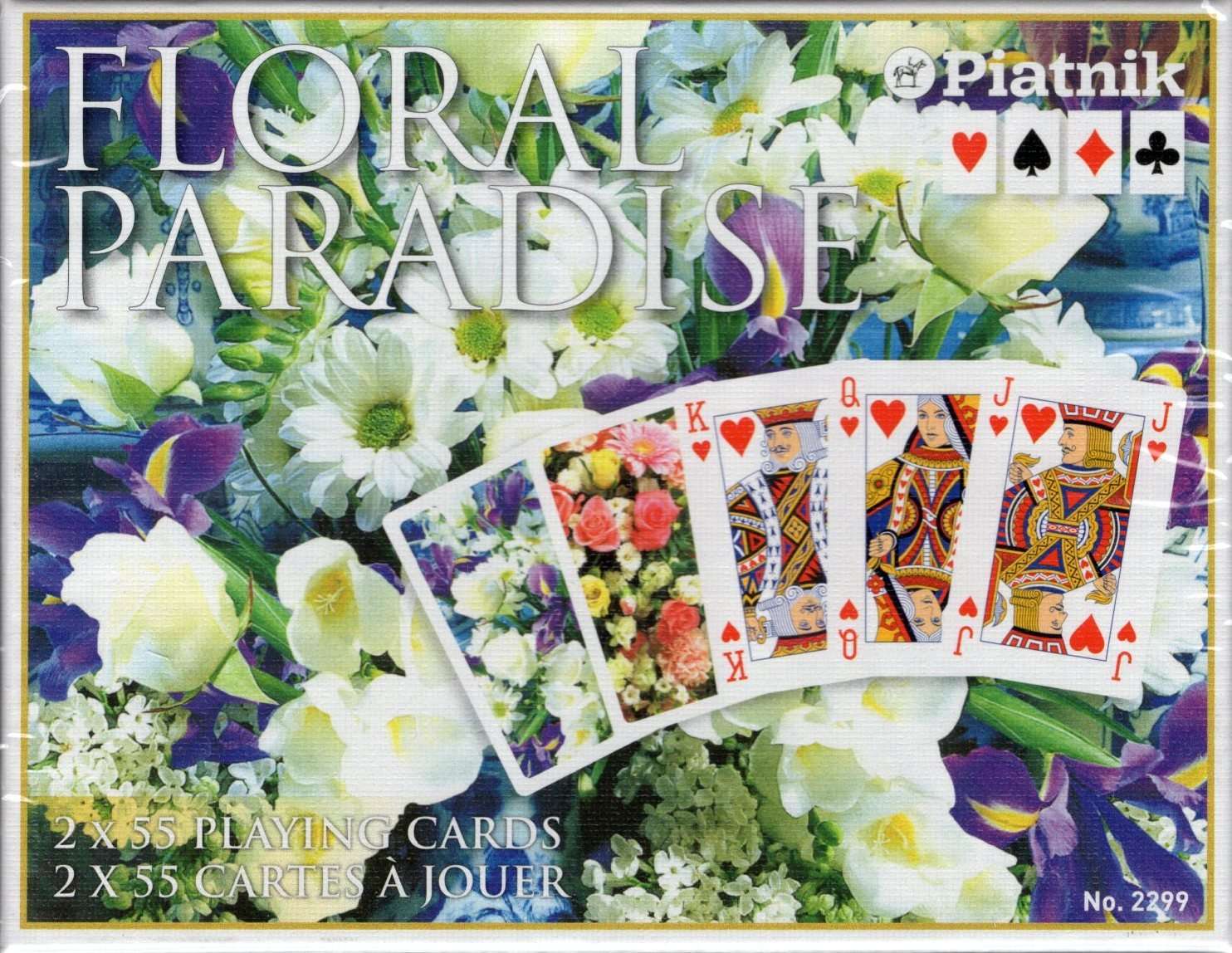 Floral Blue Box 2 Deck Set Bridge Playing Cards Piatnik