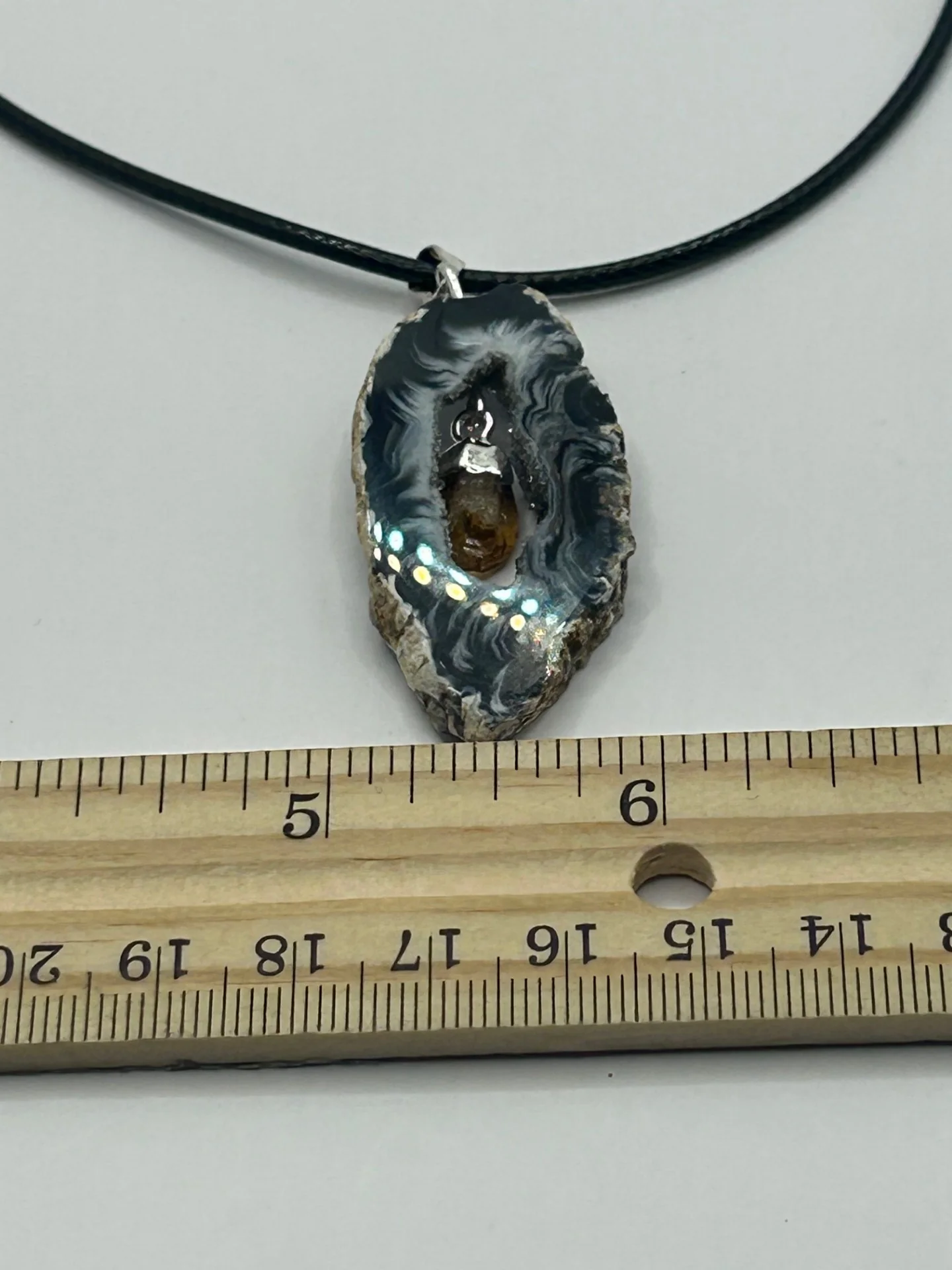Geode Agate Necklace with Citrine - Image 5