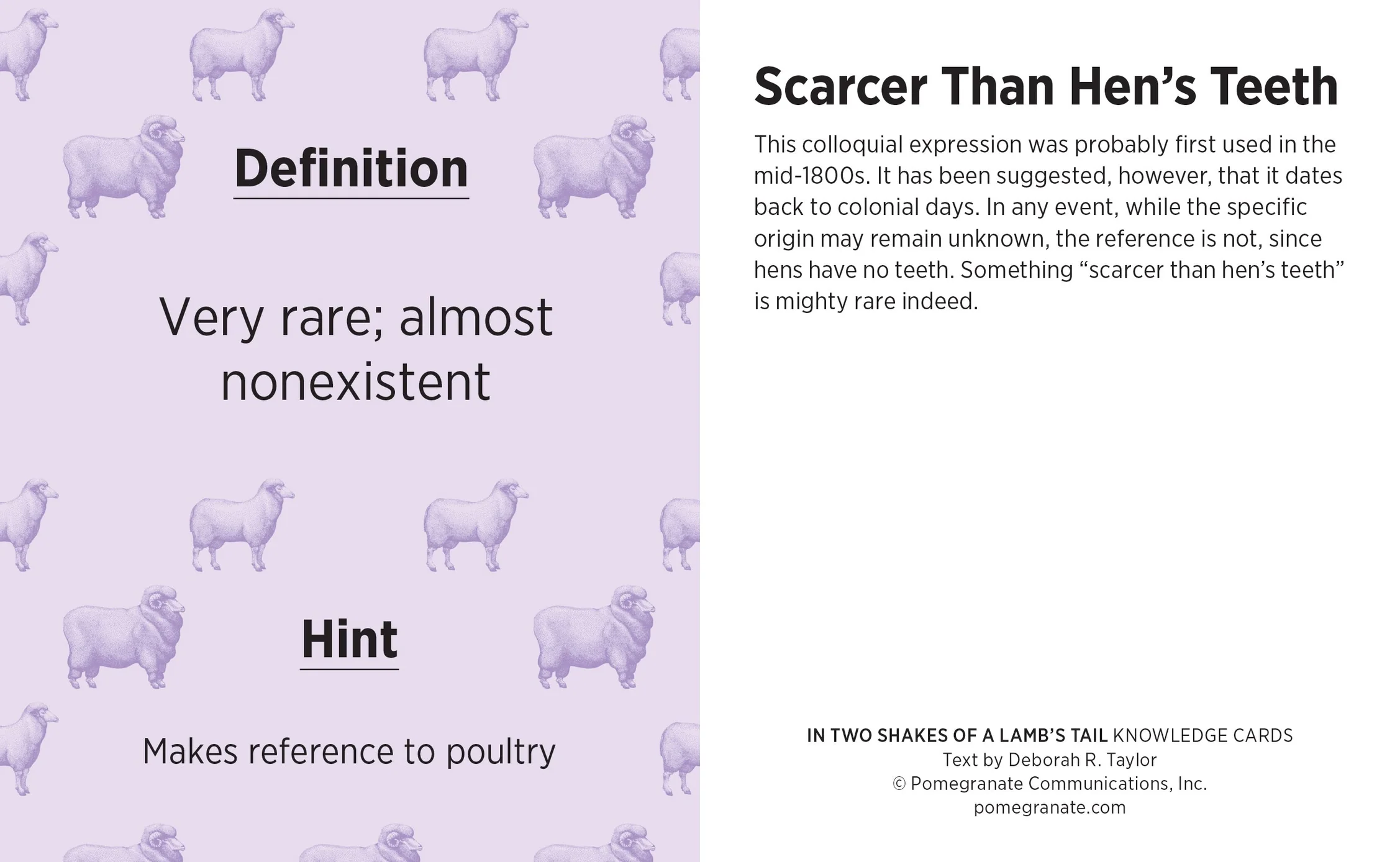 In Two Shakes of A Lamb's Tail: A Quiz Deck of Curious Sayings Knowledge Cards - Image 3