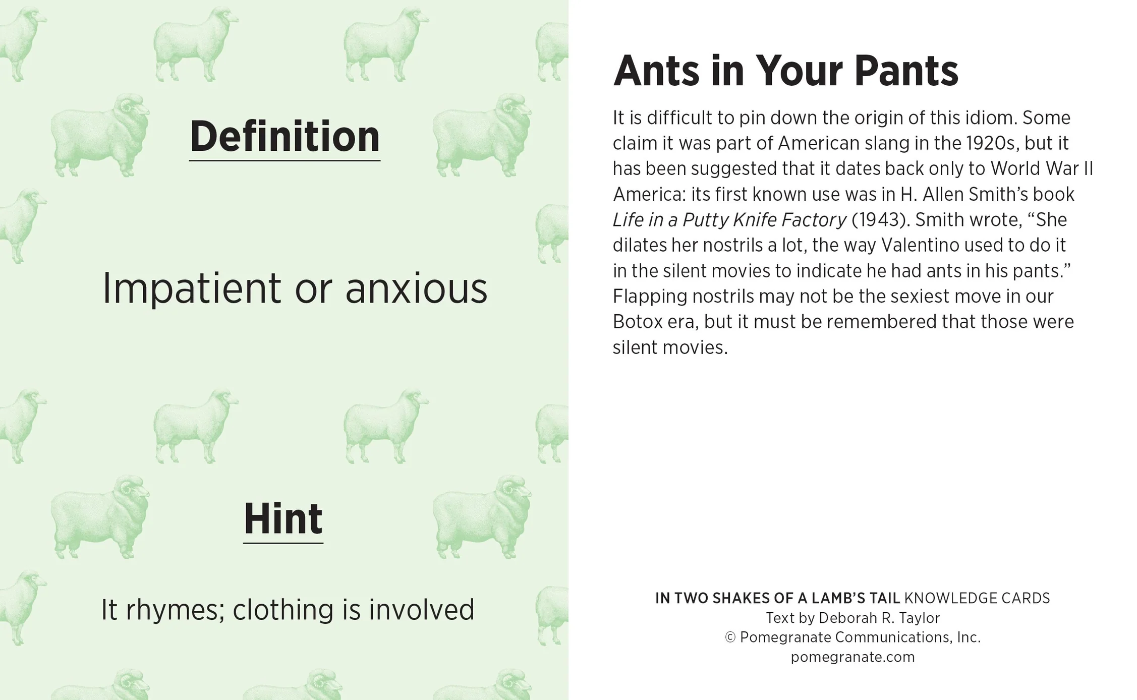 In Two Shakes of A Lamb's Tail: A Quiz Deck of Curious Sayings Knowledge Cards - Image 4