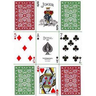 Leaf Back 2 Deck Set Green Red Bicycle Playing Cards - Image 3