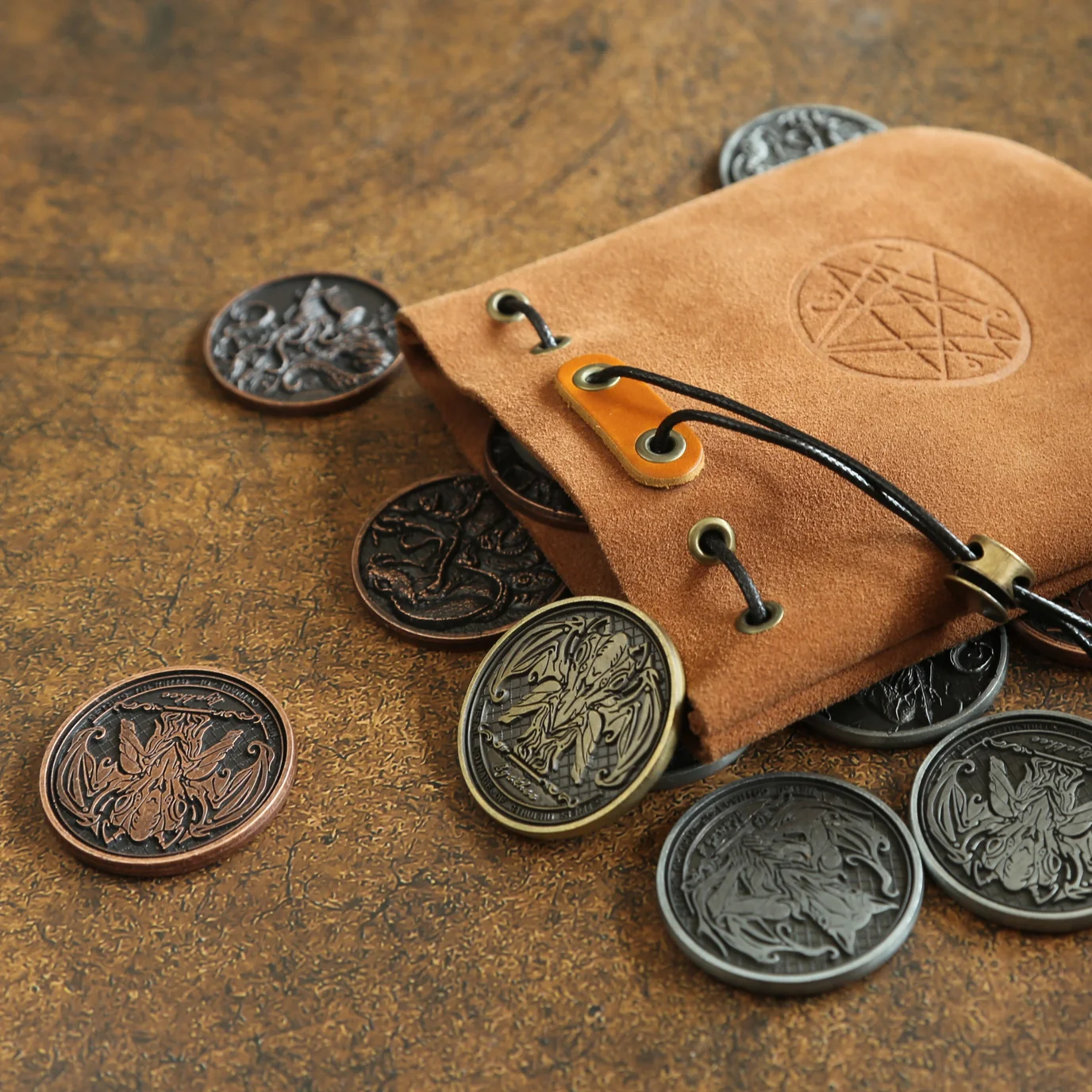 Lovecraftian Drawstring Suede Pouch - Tan - Image 2