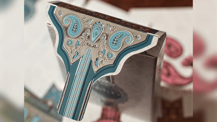 Marked Paisley Ton sur Ton Poudre Blue Playing Cards LPCC - Image 3