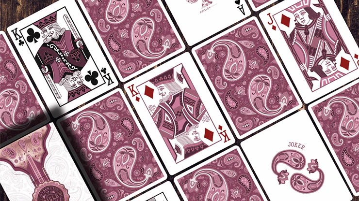 Marked Paisley Ton sur Ton Poudre Rouge Playing Cards LPCC - Image 3