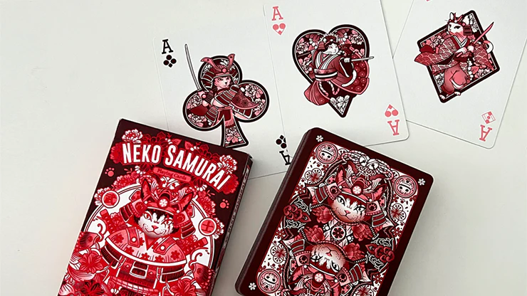 Neko Samurai Playing Cards - Red - Image 3