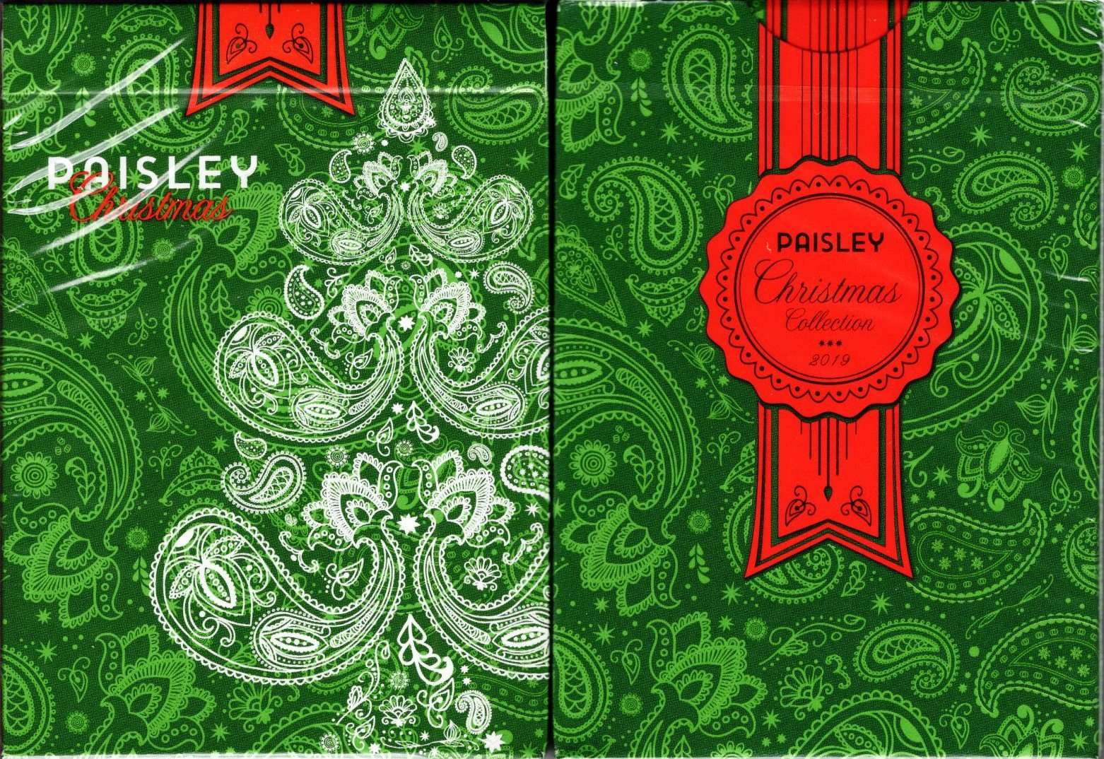 Paisley Metallic Green Christmas Playing Cards USPCC