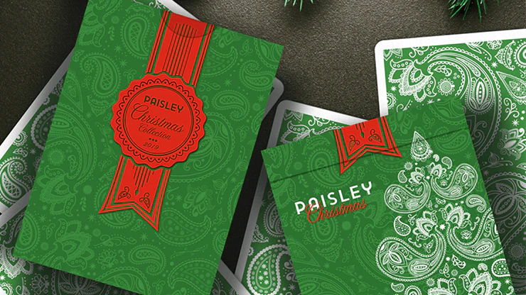 Paisley Metallic Green Christmas Playing Cards USPCC - Image 6