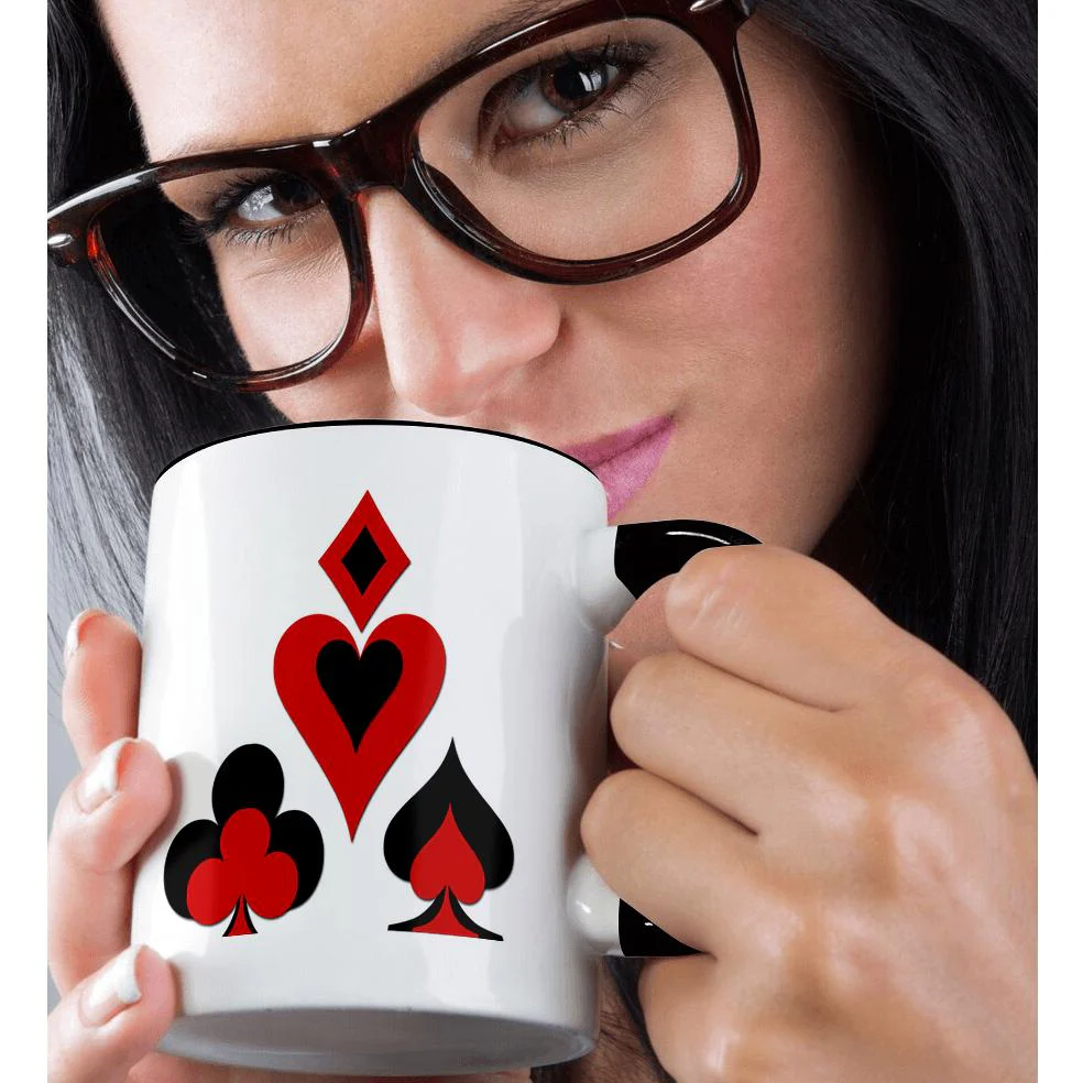 Playing Card Mug; Heart, Diamond, Club, & Spade (Two Tone) - 11oz - Image 2