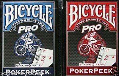 Pro Poker Peek Red & Blue 2 Deck Set Bicycle Playing Cards Poker Size