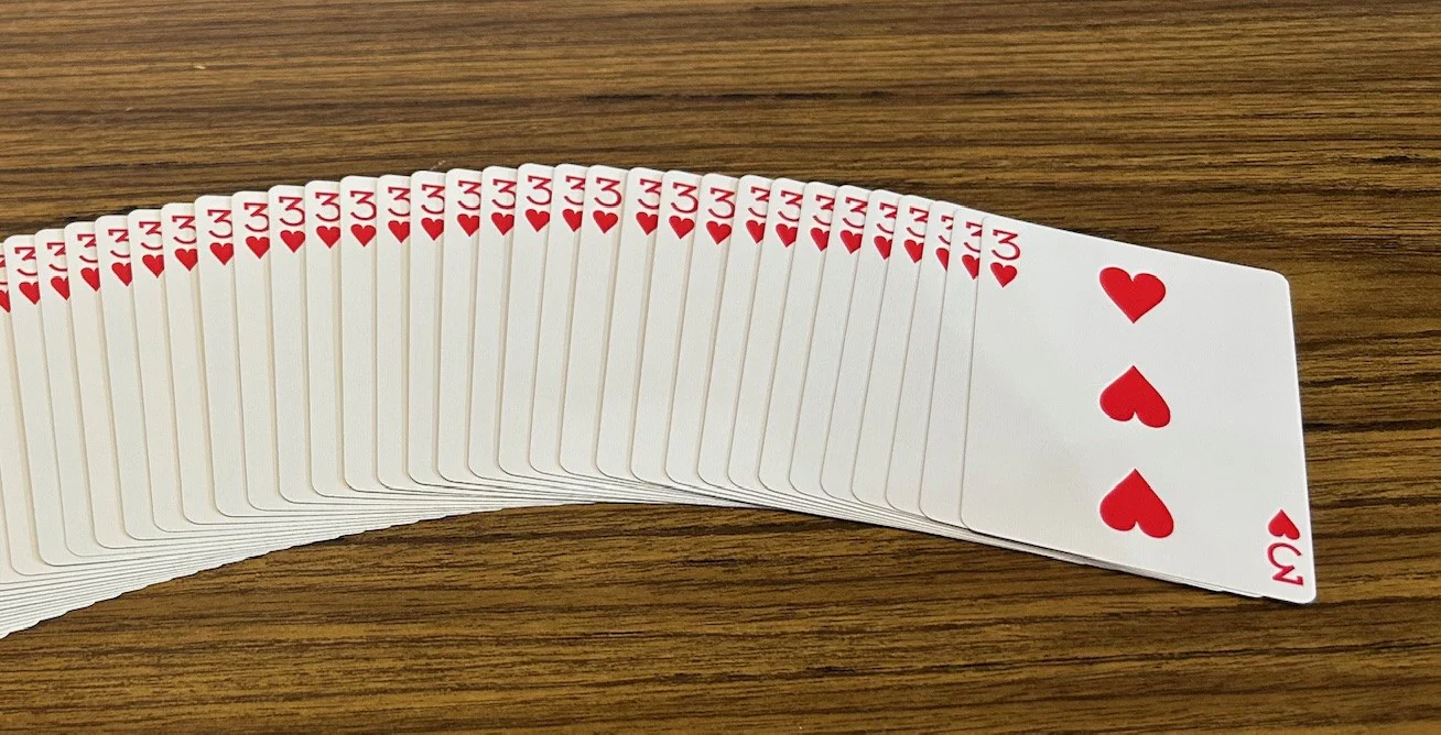 Red One-Way Forcing Deck - 3 of Hearts - Image 2
