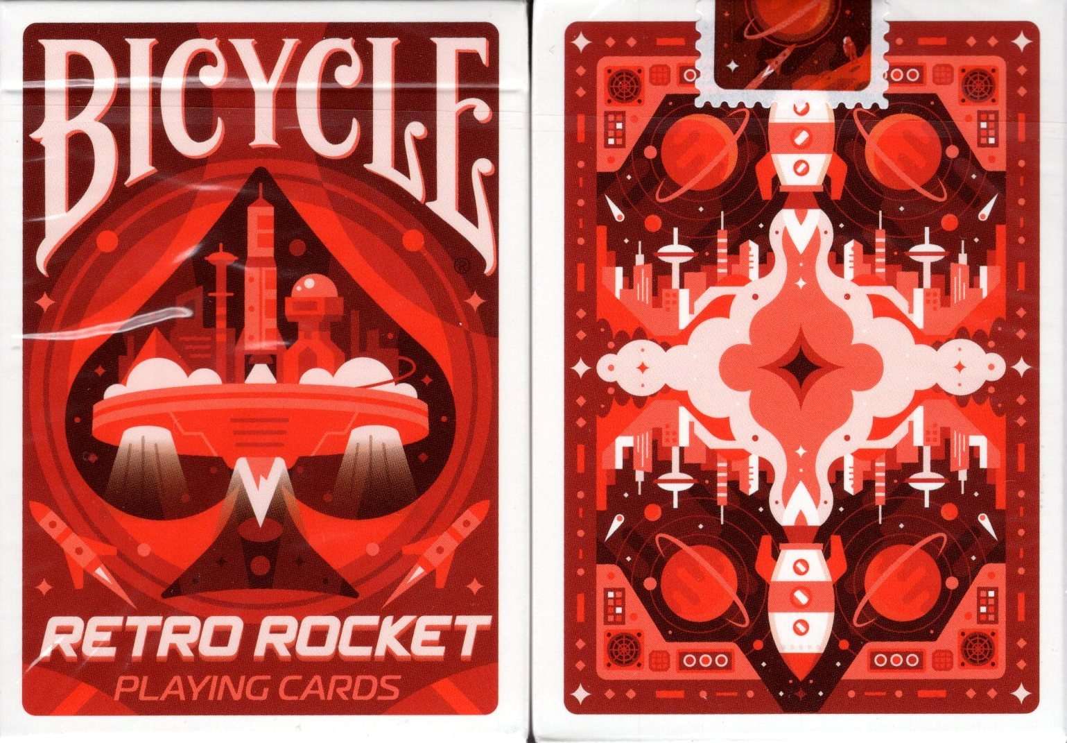 Retro Rocket Bicycle Playing Cards