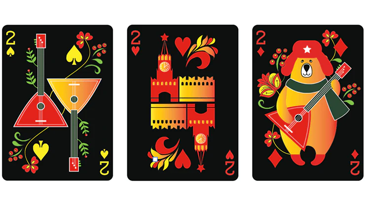 Russian Folk Art Limited Edition Black Playing Cards USPCC - Image 3