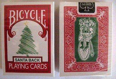 Santa Back 2 Deck Set Red & Green Bicycle Playing Cards - Image 3