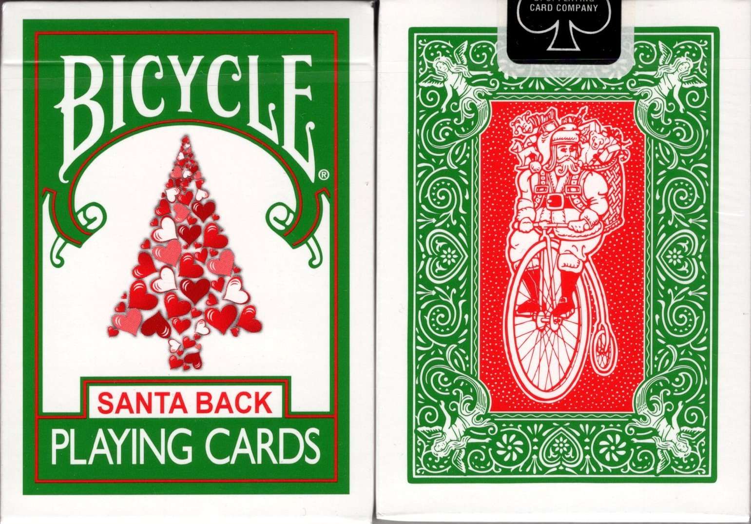Santa Back Green Bicycle Playing Cards