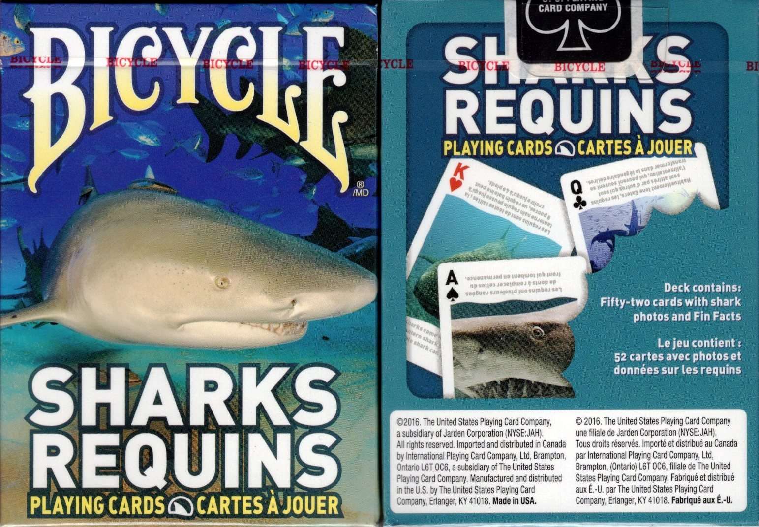Sharks Bicycle Playing Cards Bilingual Box Edition