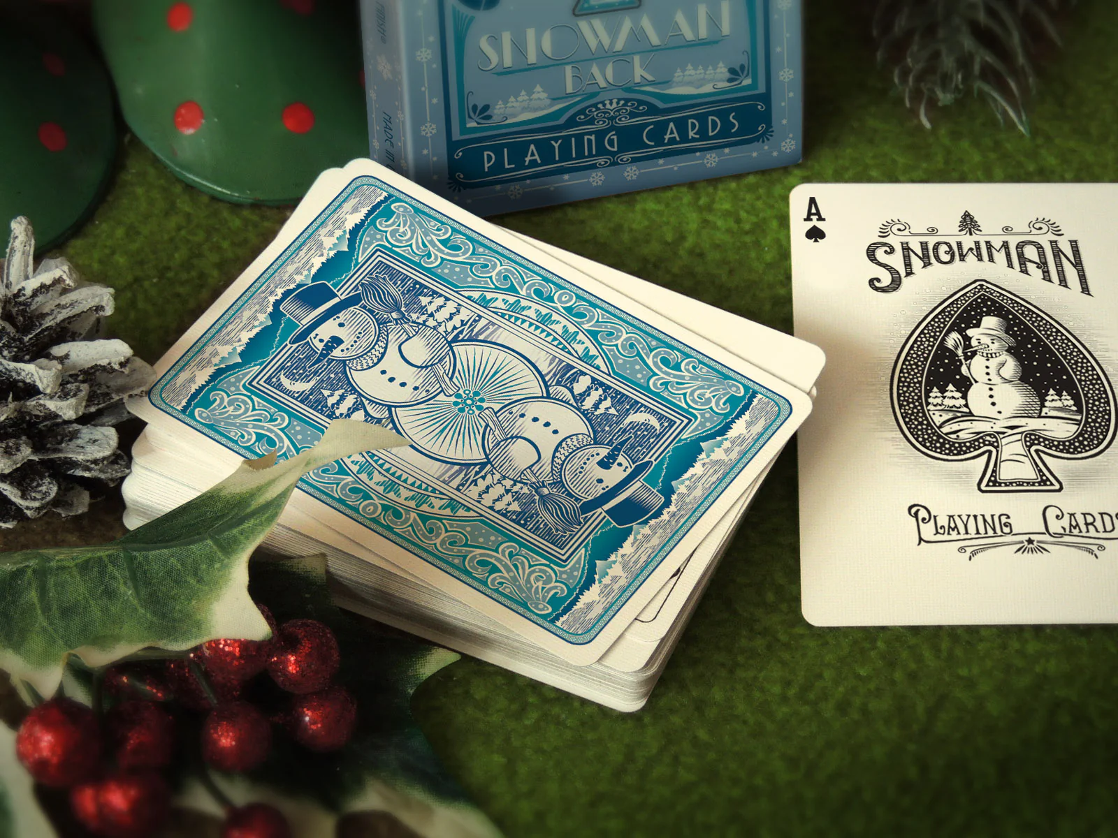 Snowman Back Limited-Edition Blue Bicycle Playing Cards - Image 2