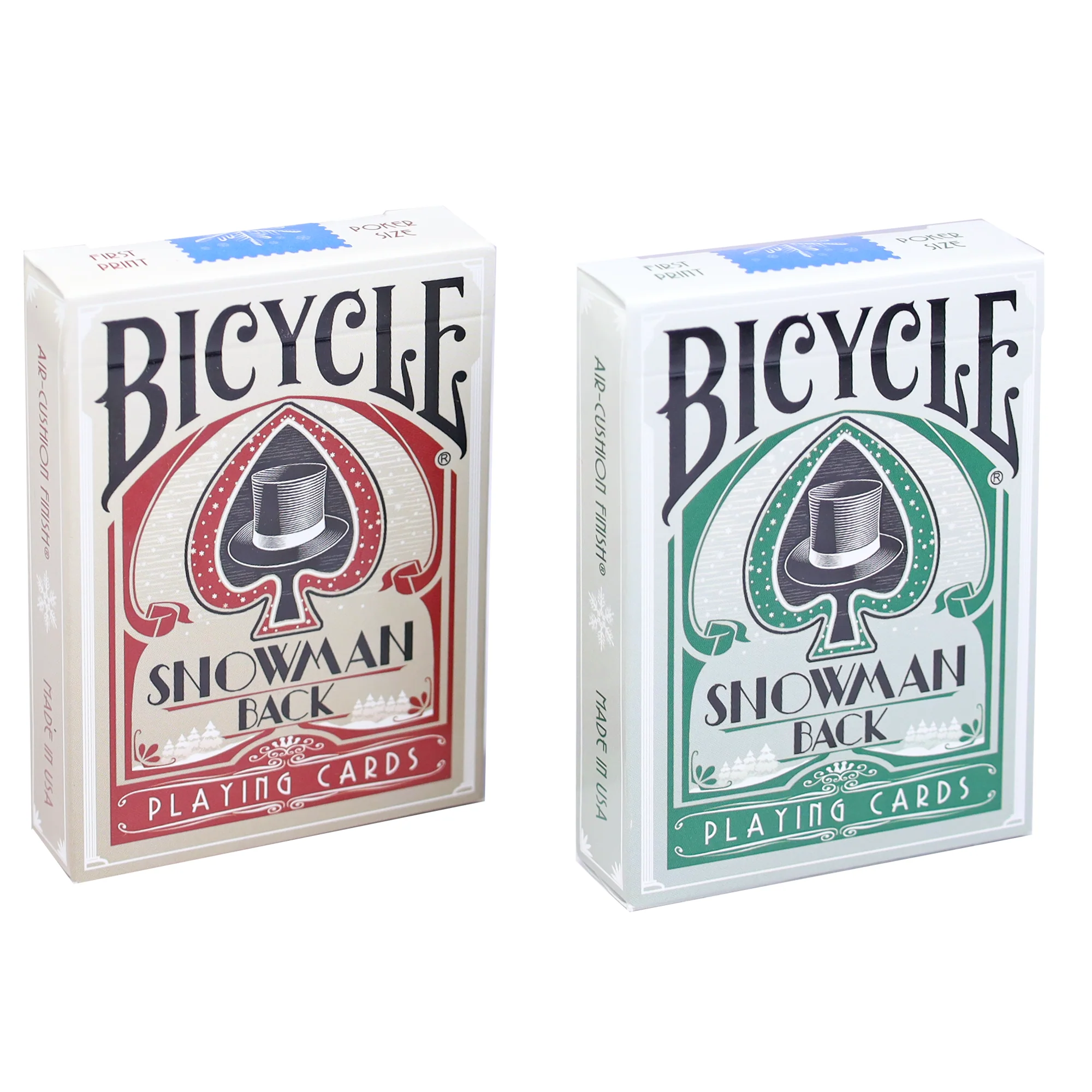 Snowman Back Red & Green Bicycle Playing Cards - A Holiday Essential - Image 8