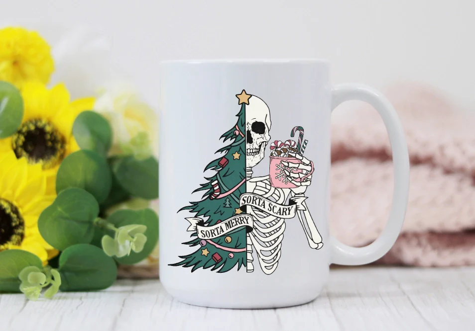 Sorta Merry Sorta Scary Halloween Christmas - 15oz Coffee Mug - Image 2