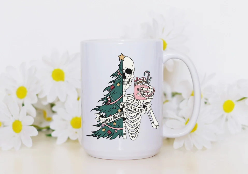 Sorta Merry Sorta Scary Halloween Christmas - 15oz Coffee Mug - Image 4