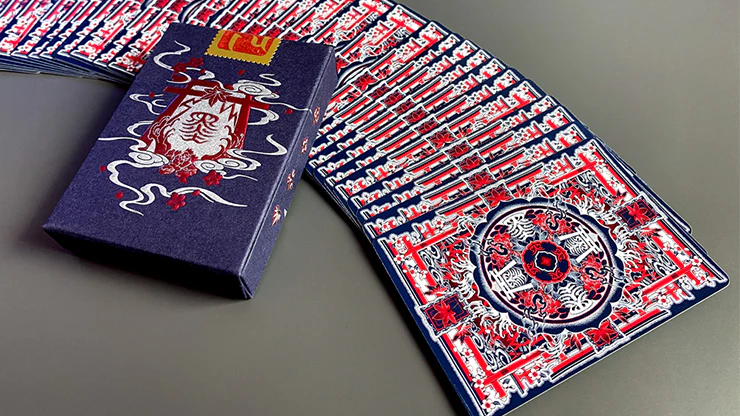 Sumi Kitsune Myth Maker (Blue/Red Craft Letterpressed Tuck) Playing Cards by Card Experiment - Image 2