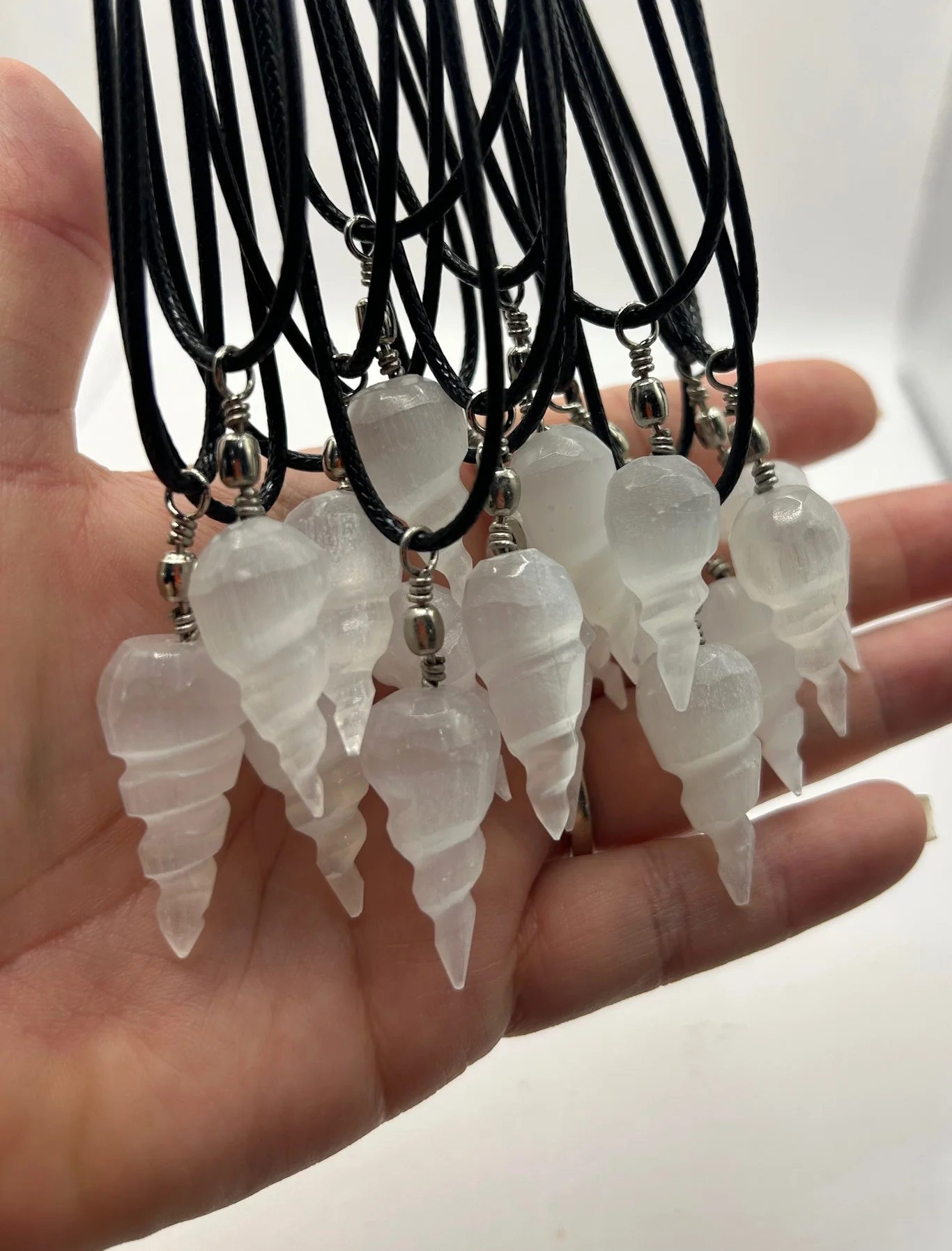 Selenite Spiral Pendant Necklace - Image 5