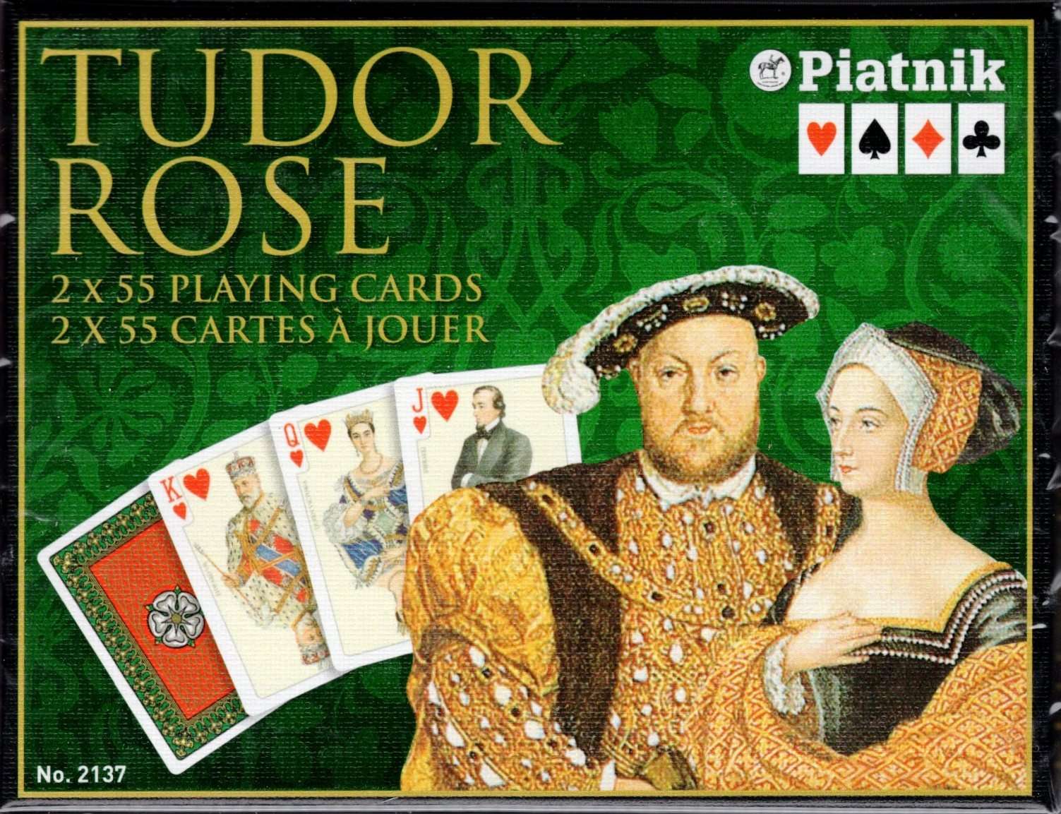Tudor Rose 2 Deck Set Bridge Size Playing Cards Piatnik