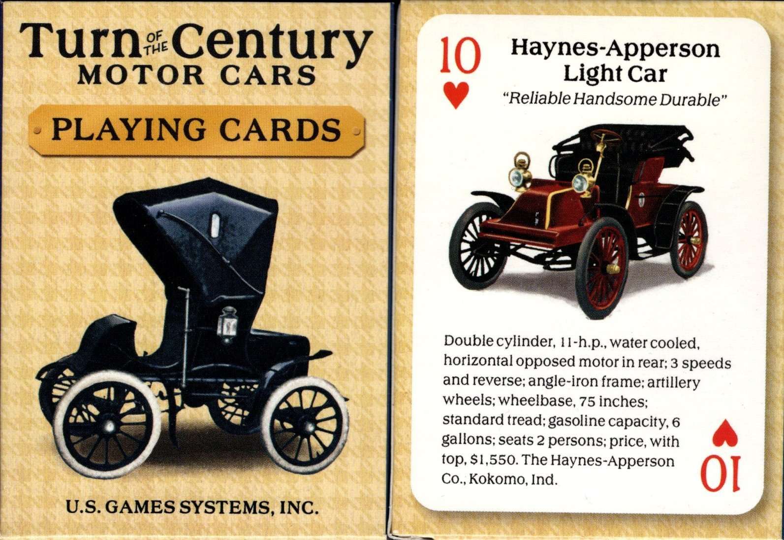 Turn of the Century Motor Cars Playing Cards USGS