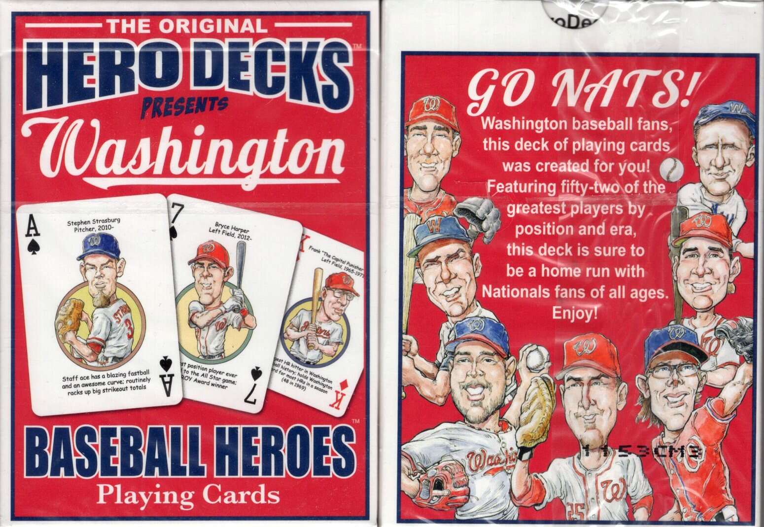 Washington Baseball Heroes Playing Cards