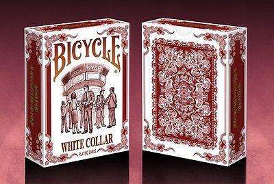 White & Blue Collar 2 Deck Set Bicycle Playing Cards - Image 7